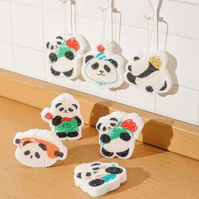 4楼Eubelle欧蓓 川岛屋熊猫洗碗海绵擦木浆棉洗碗棉 厨房刷碗神器 活动价：26.3-52.8元