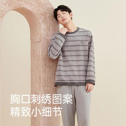 3部顶瓜瓜摇粒绒套头圆领雾岛条纹男士长袖套装ARW25195 商品图5