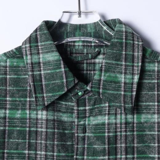 87781SDSA男士秋冬新款痞帅男装韩版撞色格子长袖翻领衬衫时尚高街衬衣 商品图2