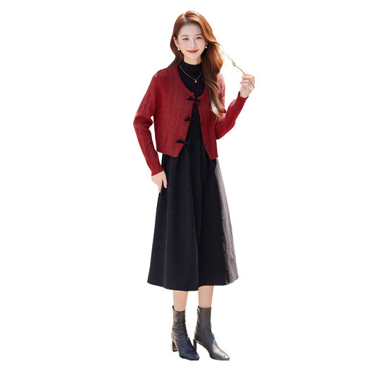 HR ABS25179针织毛衣开衫外套背心连衣裙套装 商品图4