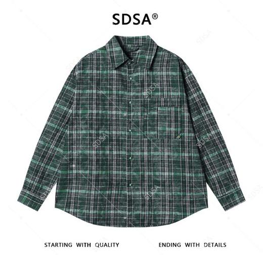87781SDSA男士秋冬新款痞帅男装韩版撞色格子长袖翻领衬衫时尚高街衬衣 商品图1