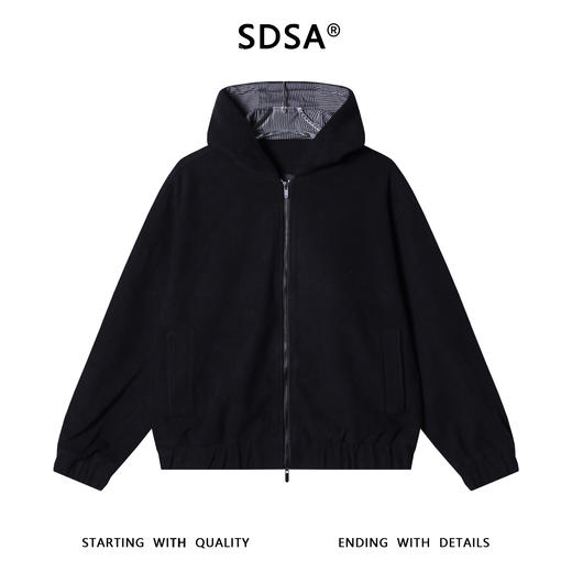 SDSA男士秋冬新款痞帅男装美式显瘦纯色拉链连帽卫衣外套百搭时尚 商品图1