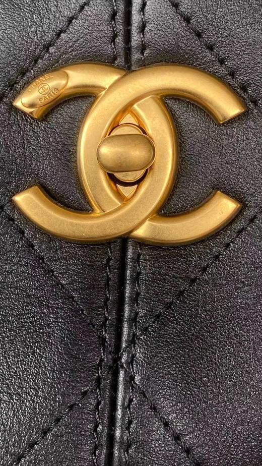 D100260大容量手提单肩腋下包百搭黑金hobo菱格链条包 商品图8