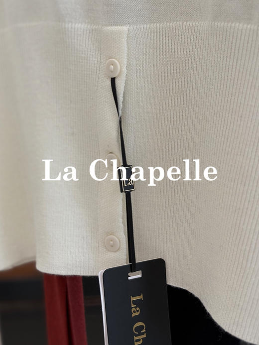 会员福利【性感斜肩+绵羊毛】拉夏贝尔/La Chapelle不规则设计感斜肩开衩气质长袖针织衫超高性价比 商品图6