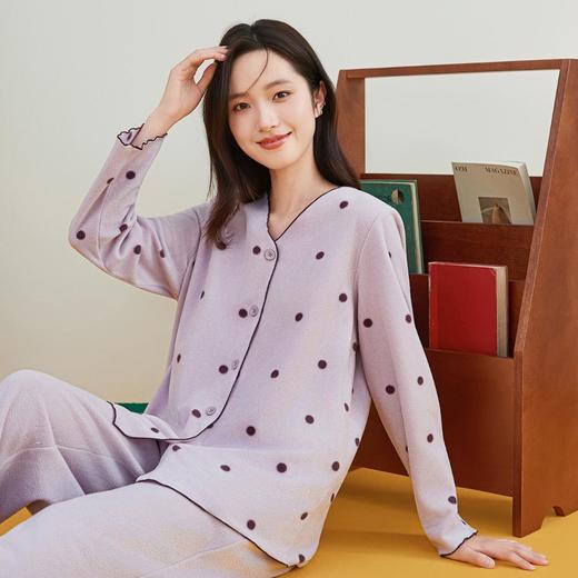 3部顶瓜瓜摇粒绒开襟V领女长袖套装ARW25200 商品图0