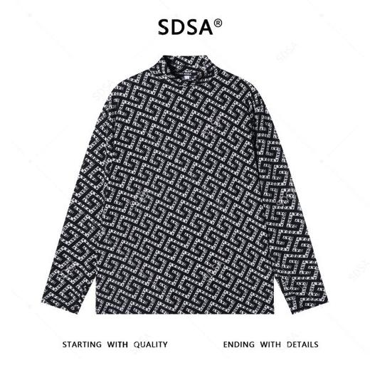 T4852SDSA男士秋冬新款痞帅男装美式撞色满印字母半高领长袖T恤百搭潮 商品图1