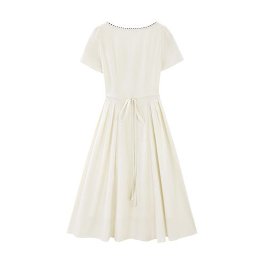 【65折秒杀】鹿向南「水岸轻音」夏季新款女短袖连衣裙设计感收腰显瘦杏色长裙DYL662009 商品图2