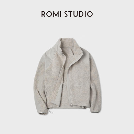 ROMI STUDIO羊毛混纱简约透气老钱感舒适立领毛织外套 RWCAW66109 商品图3