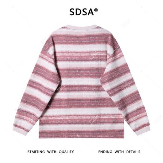 67993SDSA男士秋冬新款痞帅男装极简风撞色条纹圆领针织卫衣慵懒风百搭 商品图5