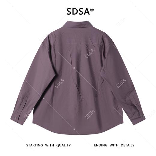 32005SDSA男士秋冬新款痞帅男装潮牌纯色铆钉口袋纽扣长袖翻领衬衫百搭 商品图5