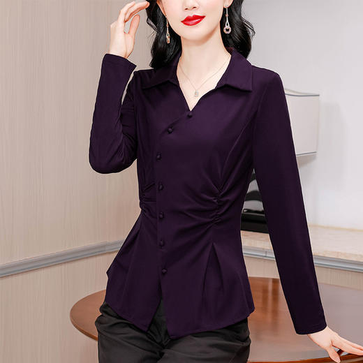 KQL A83N3184不规则衬衫气质修身显瘦上衣 商品图0