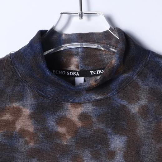 T4851SDSA男士秋冬新款痞帅男装潮牌扎染豹纹半高领长袖T恤百搭打底衫 商品图2