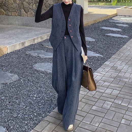 裁缝学苑AQ552新款V领马甲纸样阔腿裤套装女装裤子打版裁剪图纸 商品图2