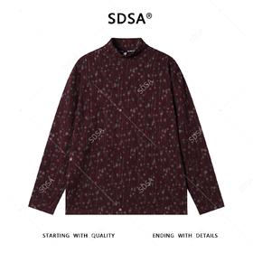 SDSA男士秋冬新款痞帅男装韩版撞色花卉半高领长袖T恤百搭复古潮