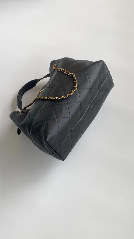 D100260大容量手提单肩腋下包百搭黑金hobo菱格链条包 商品图12