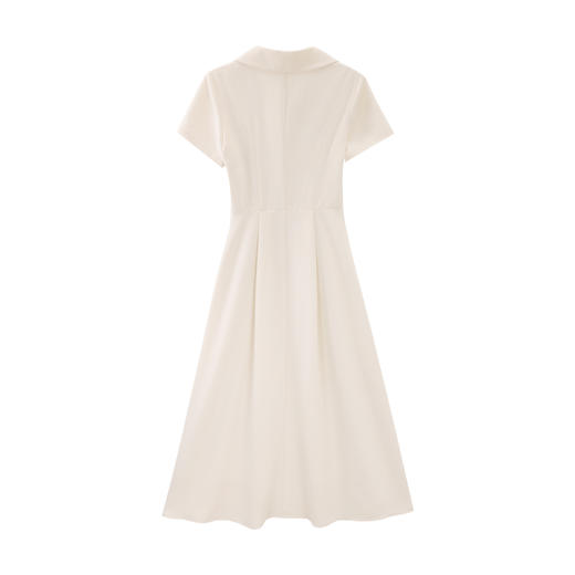 【65折秒杀】鹿向南「檀杏礼韵」学院风假两件短袖连衣裙女夏时尚收腰杏色长裙QJD00471 商品图1