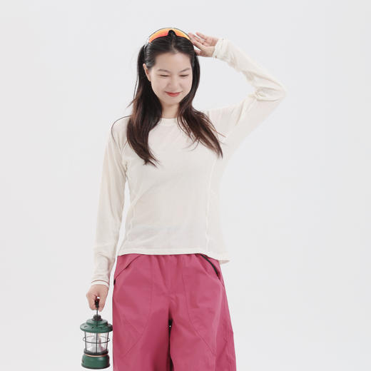 纳趣户外运动速干衣羊毛针织跑步速干长袖T恤女透气排汗健身衣 商品图3