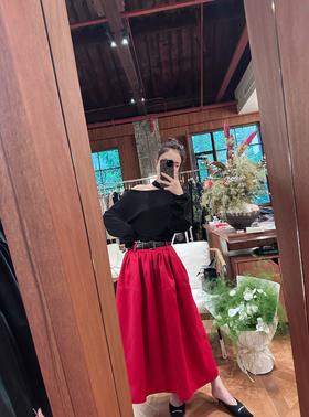 PIAN AI冷小姐# 红色大摆半裙
