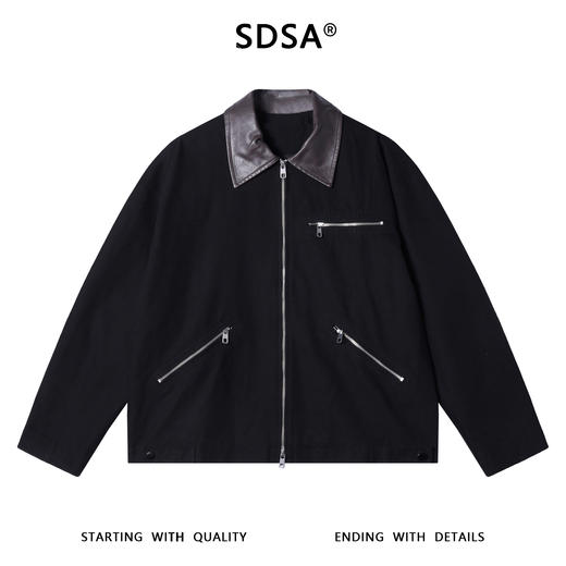 B2571SDSA男士秋冬新款痞帅男装美式拉链口袋拼皮翻领夹克百搭宽松外套 商品图1