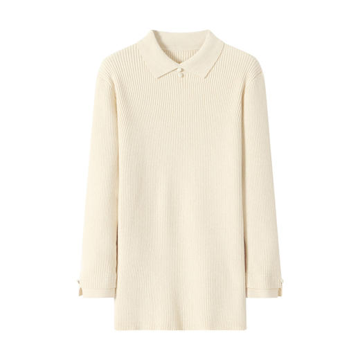 CC 16-9541翻领针织衫中长款简约纯色通勤显瘦打底裙 商品图4