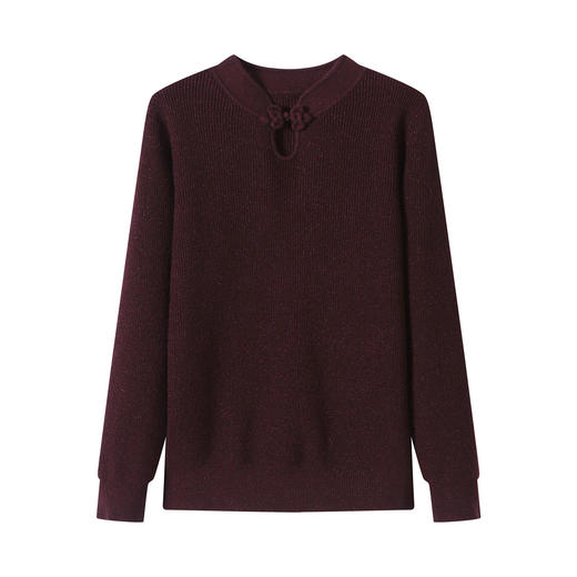 CC 16-9528复古国风盘扣立领红色针织衫 商品图4