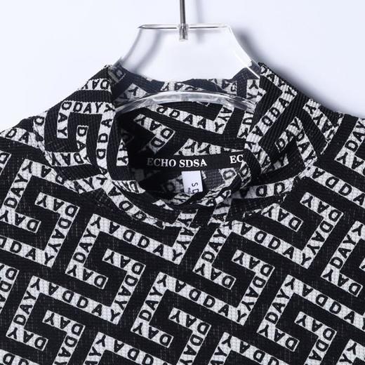 T4852SDSA男士秋冬新款痞帅男装美式撞色满印字母半高领长袖T恤百搭潮 商品图2