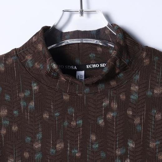 SDSA男士秋冬新款痞帅男装韩版撞色花卉半高领长袖T恤百搭复古潮 商品图2