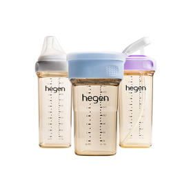 新加坡hegen 吸管杯330ml/学饮杯240ml/奶瓶330ml（多色可选）  新生儿宽口奶瓶PPSU宝宝仿母乳耐摔