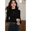 鹿向南「暖阳褶皱」法式黑色针织衫上衣女秋季新款修身显瘦打底衫 商品缩略图0