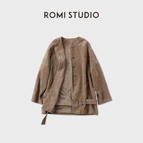 ROMI STUDIO“Vintage”肯尼亚进口头层 羊反绒廓形皮衣 RWCAWE5143
