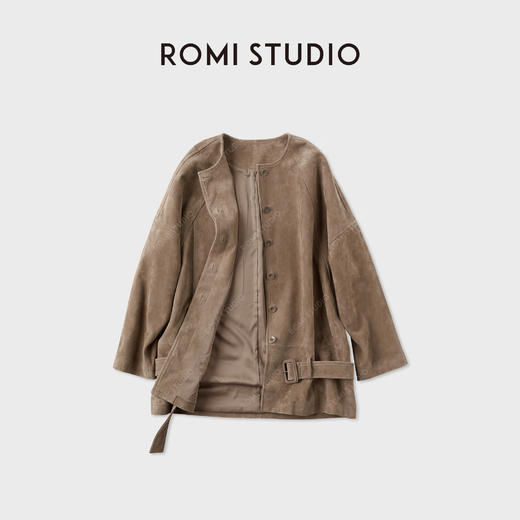 ROMI STUDIO“Vintage”肯尼亚进口头层 羊反绒廓形皮衣 RWCAWE5143 商品图0