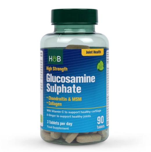【同步英国专gui最新包装】英国H&B 加强版氨糖骨胶原90粒 商品图1