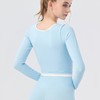 【新款】秋季撞色瑜伽服女带胸垫圆领长袖BMMZ-377 商品缩略图1