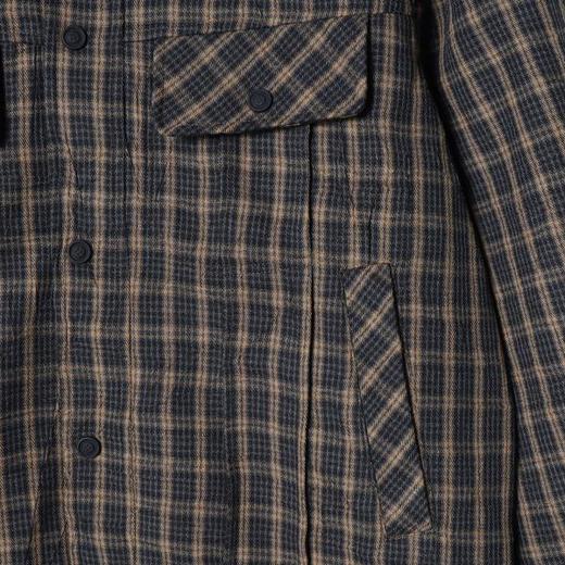 SDSA男士秋冬新款痞帅男装美式撞色格子拼接连帽衬衫宽松时尚衬衣 商品图2