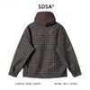 SDSA男士秋冬新款痞帅男装美式撞色格子拼接连帽衬衫宽松时尚衬衣 商品缩略图4