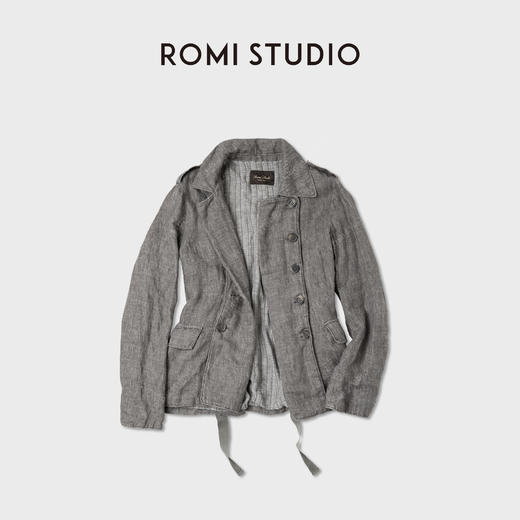 ROMI STUDIO“中古韵味”定织亚麻重洗水翻领双排扣风衣 RWCWWG5679 商品图1