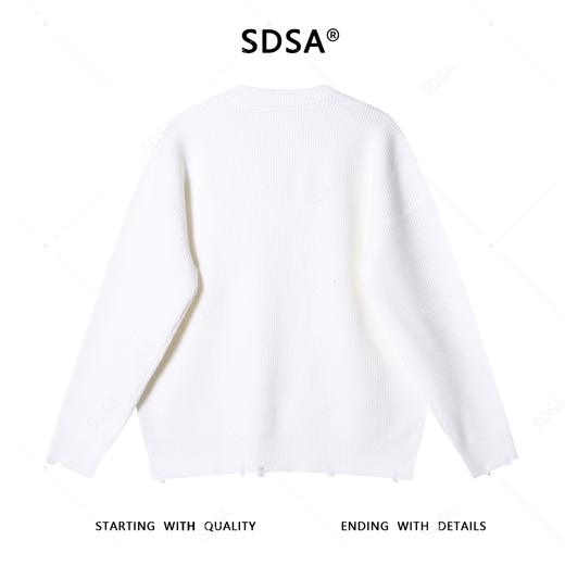 82519SDSA男士秋冬新款痞帅男装韩版纯色勾破圆领针织衫简约百搭毛衣 商品图5