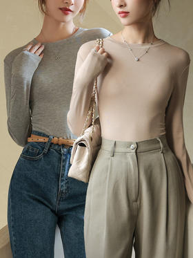 【基础百搭！叠穿必备！】春秋莫代尔棉圆领百搭打底衫 女内搭秋冬黑色长袖内搭 t恤女式T