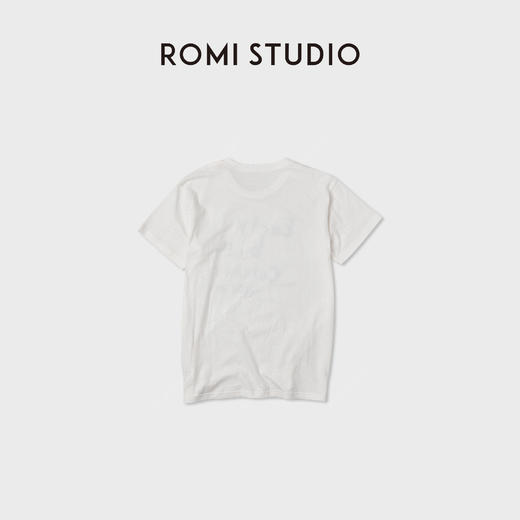 ROMI STUDIO100%长绒棉雪花平纹 宽松字母印花短袖T恤RWCAS66536 商品图1