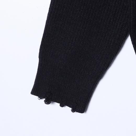 82519SDSA男士秋冬新款痞帅男装韩版纯色勾破圆领针织衫简约百搭毛衣 商品图4