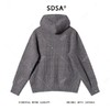 SDSA男士秋冬新款痞帅男装简约竖纹抽绳拉链连帽毛衣慵懒风针织衫 商品缩略图5