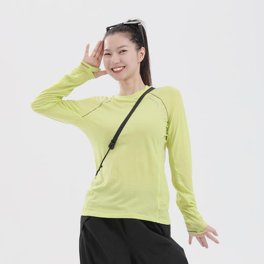 纳趣户外运动速干衣羊毛针织跑步速干长袖T恤女透气排汗健身衣 商品图1