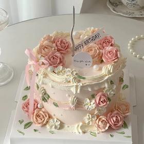 【韩式手工裱花蛋糕渐变粉】