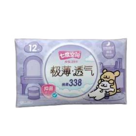 七度空间极薄透气棉柔夜用33.8cm12片/包
