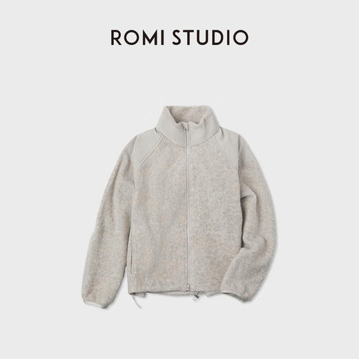 ROMI STUDIO羊毛混纱简约透气老钱感舒适立领毛织外套 RWCAW66109 商品图2