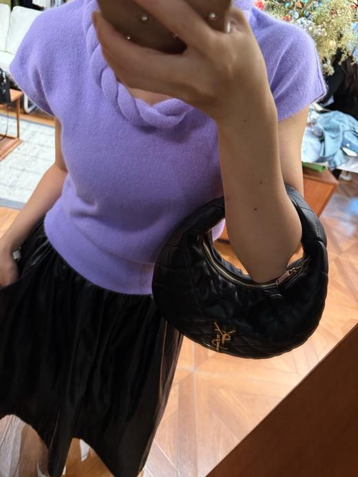 PIAN AI冷小姐# 编织领羊毛2色短袖毛衣 商品图0