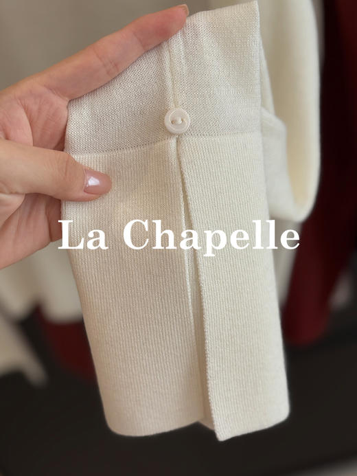 会员福利【性感斜肩+绵羊毛】拉夏贝尔/La Chapelle不规则设计感斜肩开衩气质长袖针织衫超高性价比 商品图8