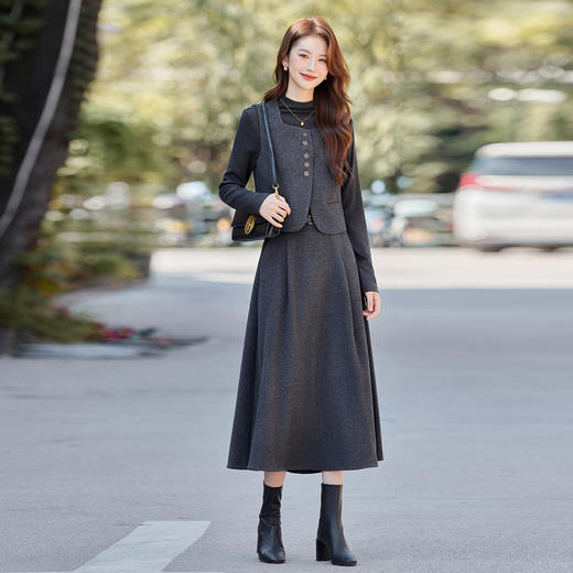 HR ABS25175小香风套装裙法式优雅气质女人味半身裙三件套 商品图1