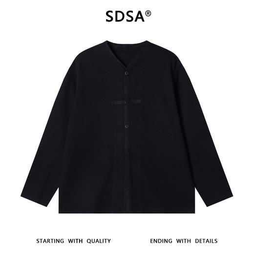 JK1033SDSA秋冬新款痞帅男装简约新中式纯色纽扣V领衬衫百搭开衫外套 商品图1