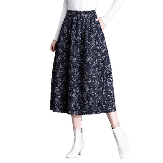 QYM 792-Y时尚优雅半身裙松紧高腰印花裙 商品图4